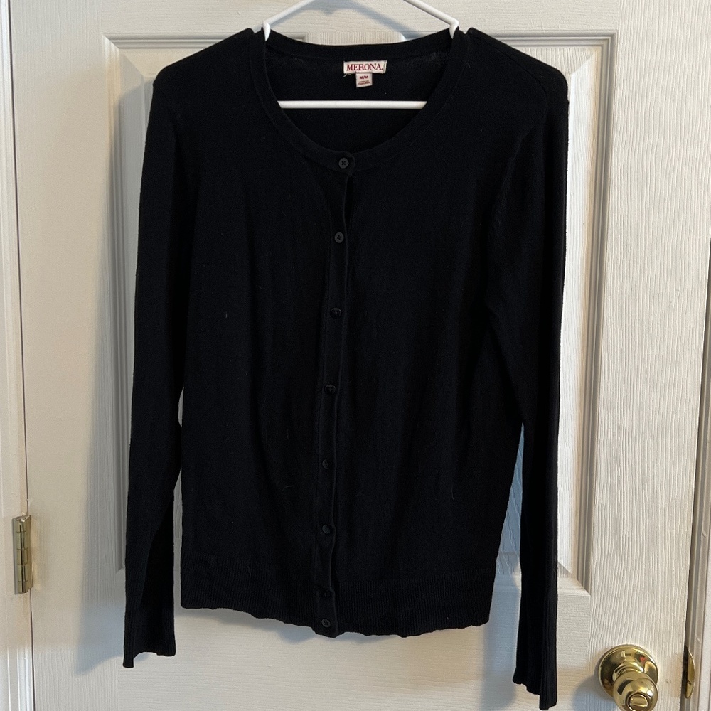 Merona Buttoned Black Cardigan